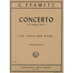 Stamitz - Concerto In D Major Op. 1. For Viola and Piano. Edited by Katims. by International..